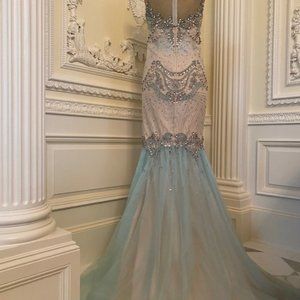 Gorgeous heavily beaded mermaid formal gown, size 2
